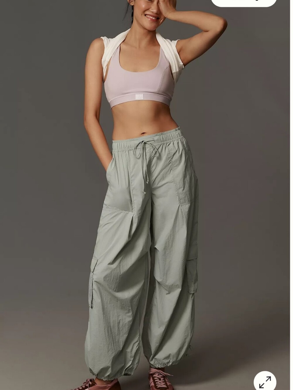 Anthropologie Daily Practice Base Jump Parachute Trousers - Light Grey/bluish S